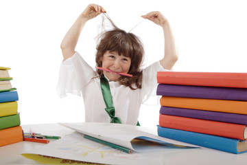 Portrait of a styled children. Theme: education..