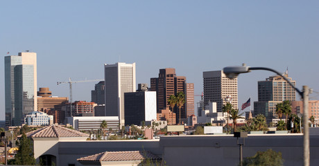 Fototapeta na wymiar Skyscrapers in Business Center of Phoenix Downtown, AZ