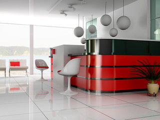 Hall of hotel in agoy 3d image