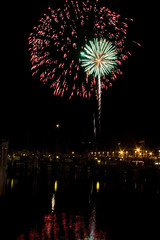 Firework water reflection background