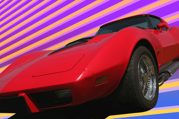 Obraz na płótnie Canvas Red Sport Car in Pop-art Style