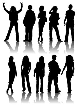Vector silhouettes man and women, illustration