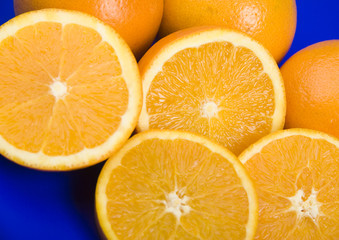 Oranges on the blue background