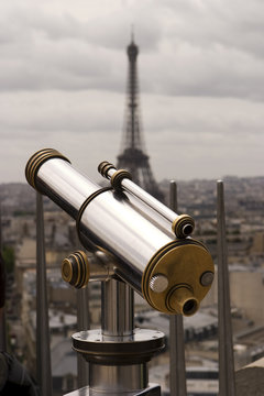 Telescope With  Eiffel Tower