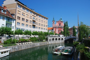 Urban view on the city center of Ljubljana, Slovenia