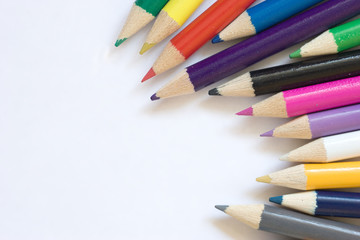 color pencils isolated on white paper background