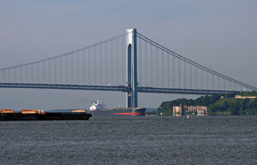 the verrazano bridge in New York Harbor