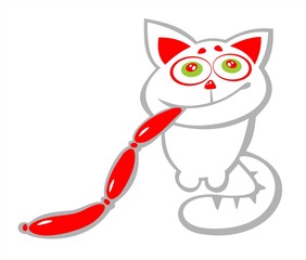 Cat and sausages