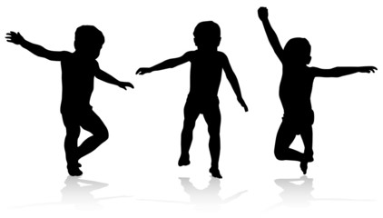 Three jumping children, vector illustration