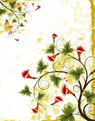 Grunge paint flower background, vector illustration
