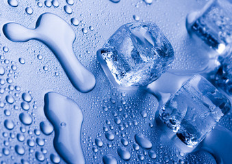 ice cubes and water