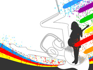 pop music girl with abstract color background