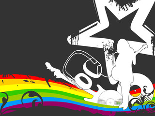 music  girl with dust  rainbow fashion element