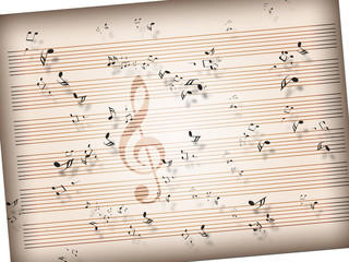 sheet of vintage paper with music notes texture