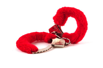 red handcuffs with the key