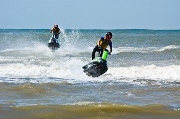 extreme  jet-ski watersports with big waves