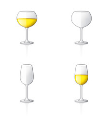 White Wine Glass Icon Set 60r