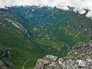 Aerial view of mountains and fjords