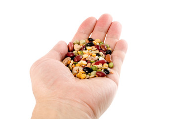 hand holding Mixed beans