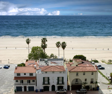 Santa Monica beach panorama, Los Angeles, California