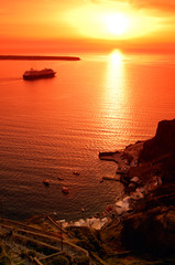 One of the famous sunsets in Santorini, Greece,