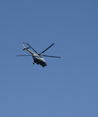 Fototapeta na wymiar Mi-8 passenger helicopter in flight