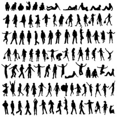 one hundred male and female silhouettes