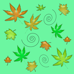 Fototapeta na wymiar autumn leaves illustrated