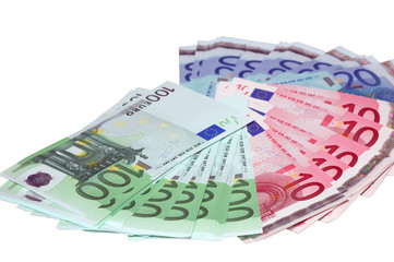 euro banknote set isolated on white