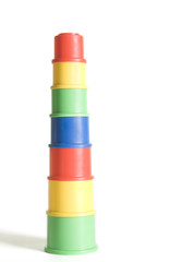 Colorful plastic stacking, nesting containers for children