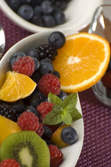 fruit salad with mixed fruit close up