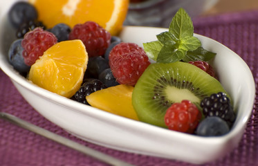 fruit salad with mixed fruit close up