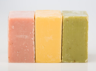 a stack of natural organic soap