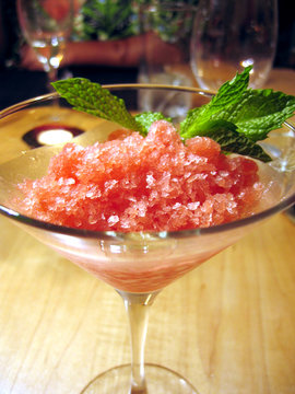 Watermelon Granita in Martini Glass
