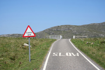 slow Cattle  Grid sign