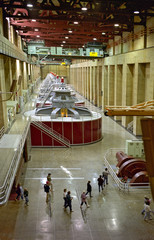 Power generators inside the Hoover Dam