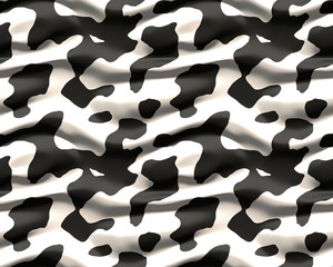 design of cow hide patterned fabric  like a flag waving 