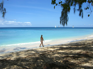 Girl on Beach in Barbados