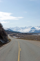 Road running through Alaska Range