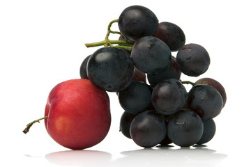 red plum and grapes