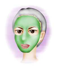 Woman with Facial Mask Illustration with Clipping Path