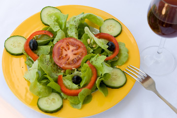 Fresh Summer Salad witch lettuce,Tomato,croutons,Pine Nut