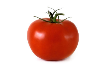 Single red tomato, isolated