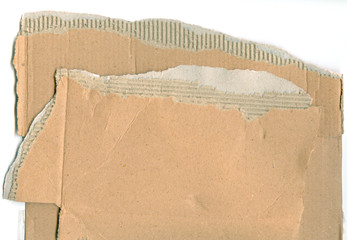 Ripped pieces of corrugated cardboard 