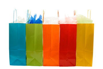 An isolated shot of bunch of colorful shopping bags