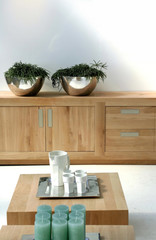 design with wooden furniture and candles