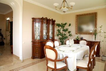 Beautiful dining-hall in a modern and new cottage