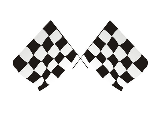 A crossed pair of checkered racing flags