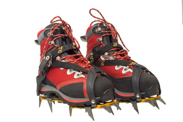 Trekking boots with ther crampons