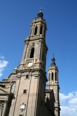Two towers of the Pilar Basilica in Zaragoza (Spain).